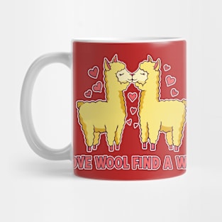 Love Wool Find a Way // Cute Alpaca Cartoon Mug